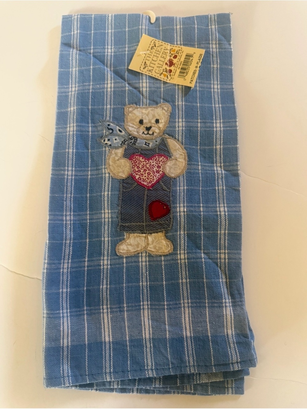 Vintage The Kitchen Gallery Teddy Bear Plaid Dish Towel New With Tags NWT